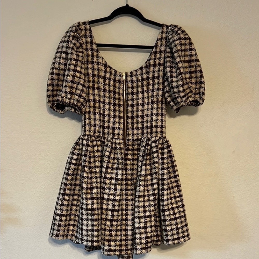 Plaid Puff Sleeve Dress - Picture 3 of 5